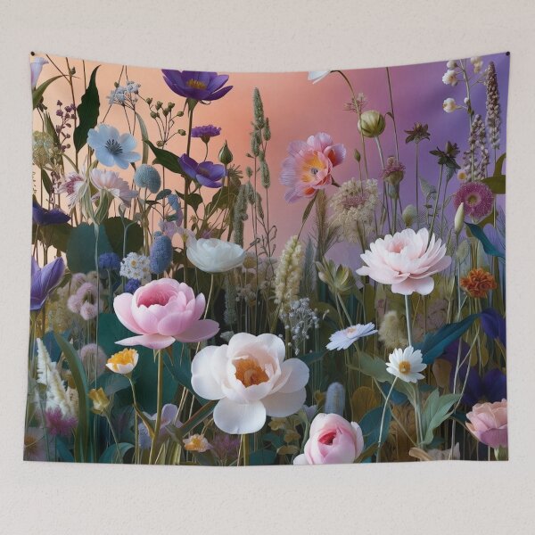 Item preview, Pastel Floral Meadow with Soft Sky designed and sold by IntelliMindDesigns.
