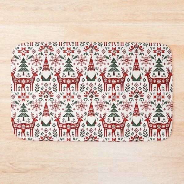 Item preview, Scandinavian Folk Art Christmas Watercolor Seamless Pattern designed and sold by Inkworksbyshery.