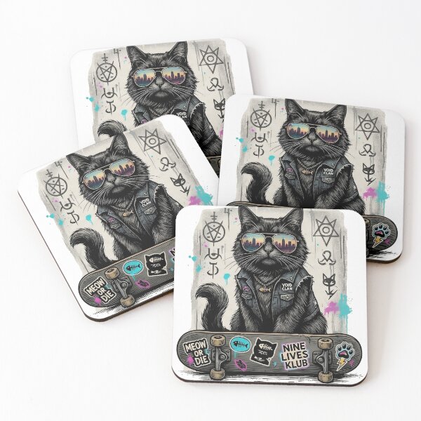 Item preview, Cool Black Cat on Skateboard Sunglasses Apocalypse Napping designed and sold by OnikaD art.