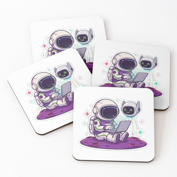 Item preview, Astronaut Developer Coding with AI Assistant Sticker designed and sold by Barkashow.