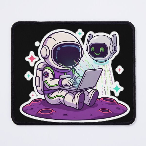 Item preview, Astronaut Developer Coding with AI Assistant Sticker designed and sold by Barkashow.