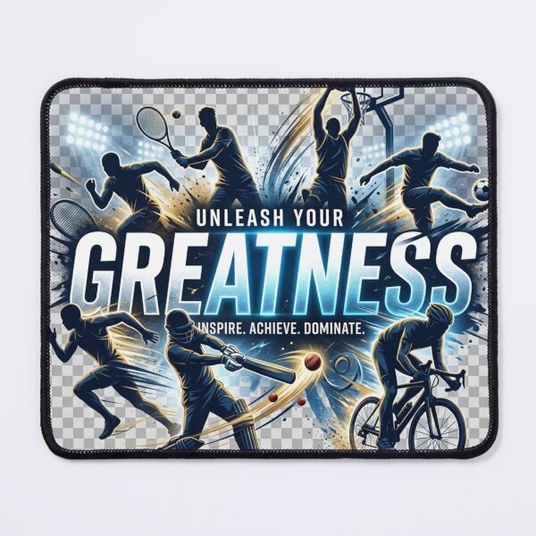 Item preview, Unleash Your Greatness Sports Poster - Inspire Achieve Dominate Basketball Tennis Cricket Football Cycling Wall Art designed and sold by AiNaturalsOnly.