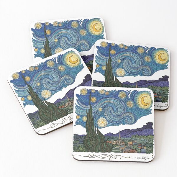 Item preview, Van Gogh Starry Night Modern Line Art designed and sold by rrreebbiiii.