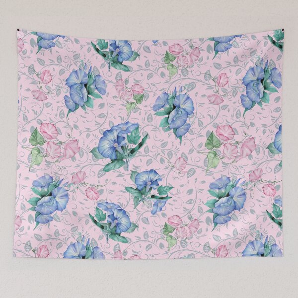 Item preview, Soft Blue & Pink Morning Glory Seamless Pattern designed and sold by TurquoiseBird.