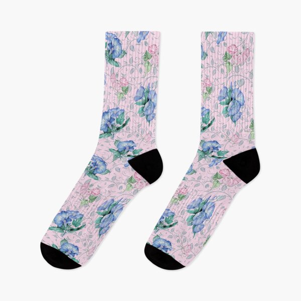 Item preview, Soft Blue & Pink Morning Glory Seamless Pattern designed and sold by TurquoiseBird.