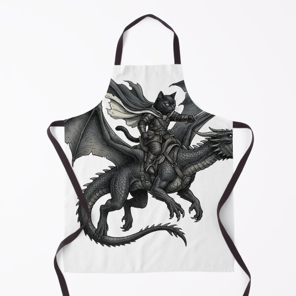 Item preview, Black Cat Warrior Dragon Rider Fantasy Illustration designed and sold by JMDesignHub.