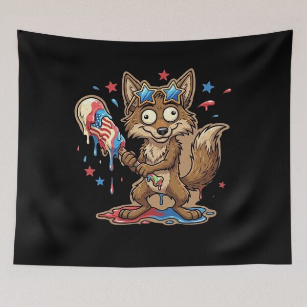 Item preview, Funny Coyote Ice Cream Baseball Meme 4th of July USA Flag Sunglasses Animal designed and sold by bilal sibgui.