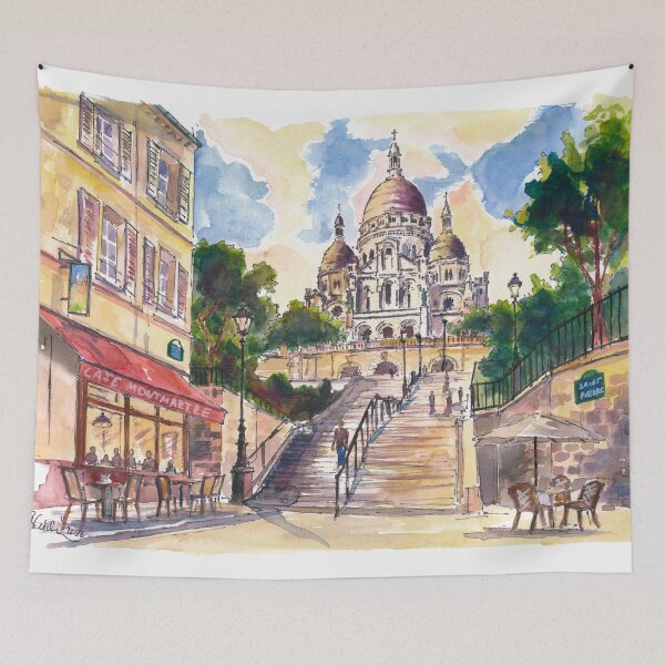 Item preview, Montmartre Paris – Café and Stairway designed and sold by artshop77.