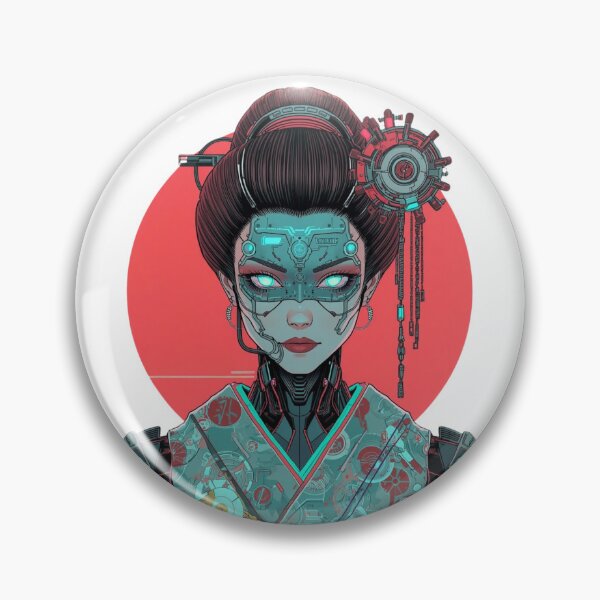 Item preview, Cyber Geisha — Futuristic Android with Glowing Eyes and Kimono designed and sold by kummo-0319.
