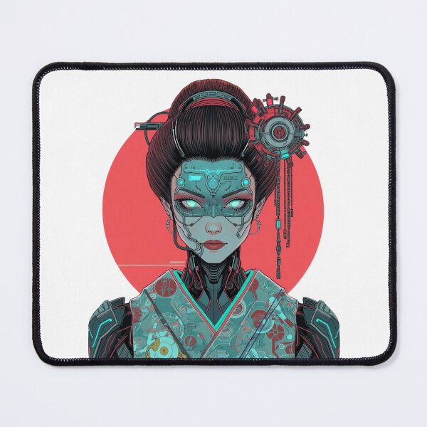 Item preview, Cyber Geisha — Futuristic Android with Glowing Eyes and Kimono designed and sold by kummo-0319.