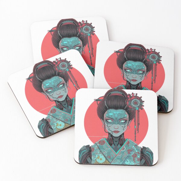 Item preview, Cyber Geisha — Futuristic Android with Glowing Eyes and Kimono designed and sold by kummo-0319.