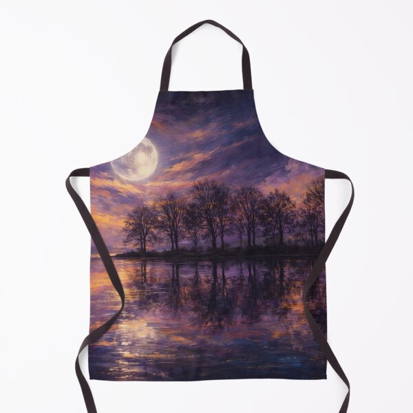 Item preview, Moonlit Reflection Purple and Gold Sunset Lake Landscape Art Print designed and sold by Joey Santiago.