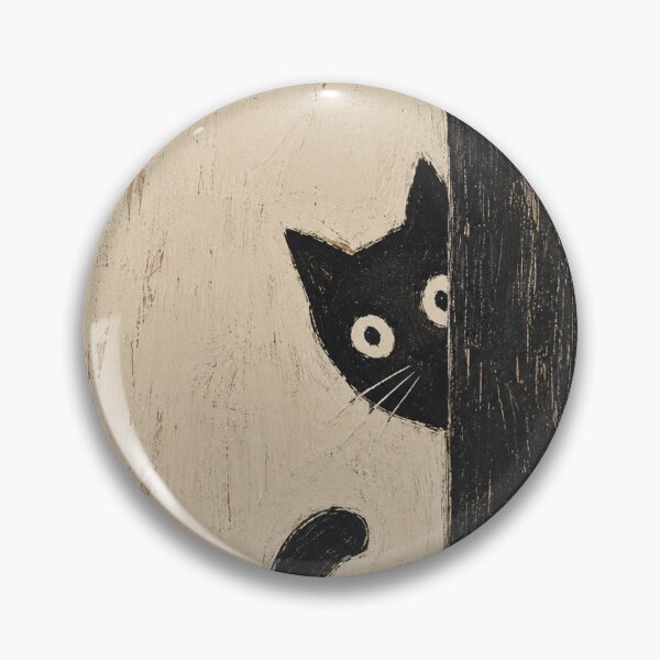 Item preview, Curious Black Cat Peeks Around Corner designed and sold by Hairballin.