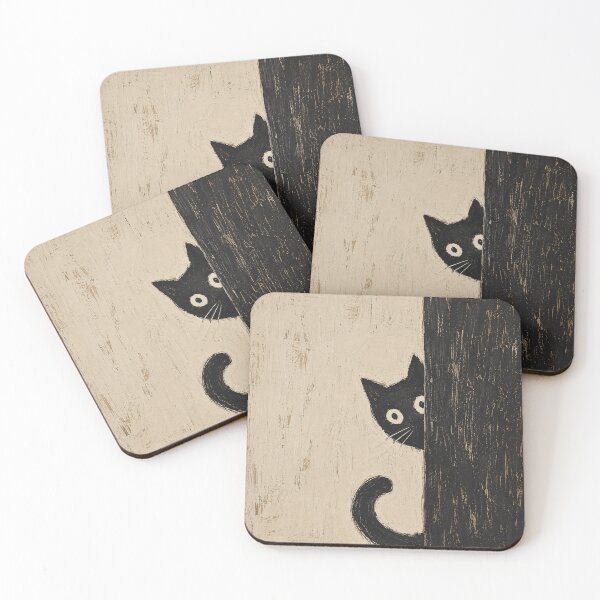 Item preview, Curious Black Cat Peeks Around Corner designed and sold by Hairballin.