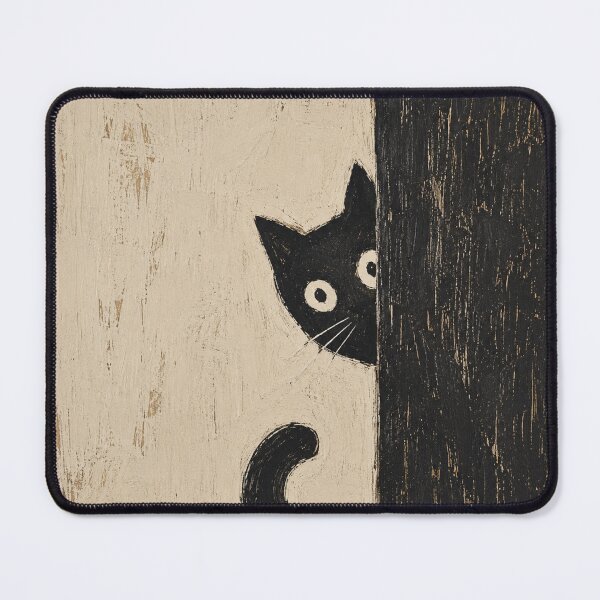 Item preview, Curious Black Cat Peeks Around Corner designed and sold by Hairballin.