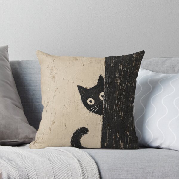 Item preview, Curious Black Cat Peeks Around Corner designed and sold by Hairballin.