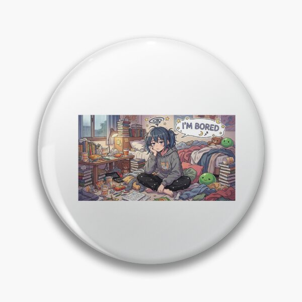 Item preview, I'm Bored – Lazy Otaku Anime Girl in Messy Room designed and sold by malenkaa1990.