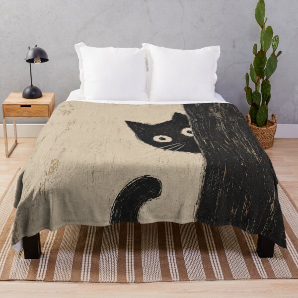 Item preview, Curious Black Cat Peeks Around Corner designed and sold by Hairballin.