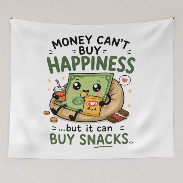 Item preview, Money Can't Buy Happiness But It Can Buy Snacks – Funny Money Humor Design designed and sold by MotylekAnia.