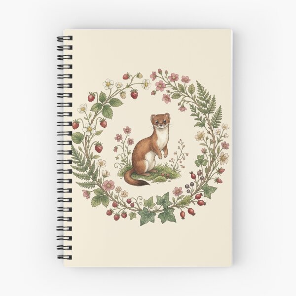 Item preview, Weasel Botanical Cottagecore Watercolor Forest Print designed and sold by CalmCapy Co.