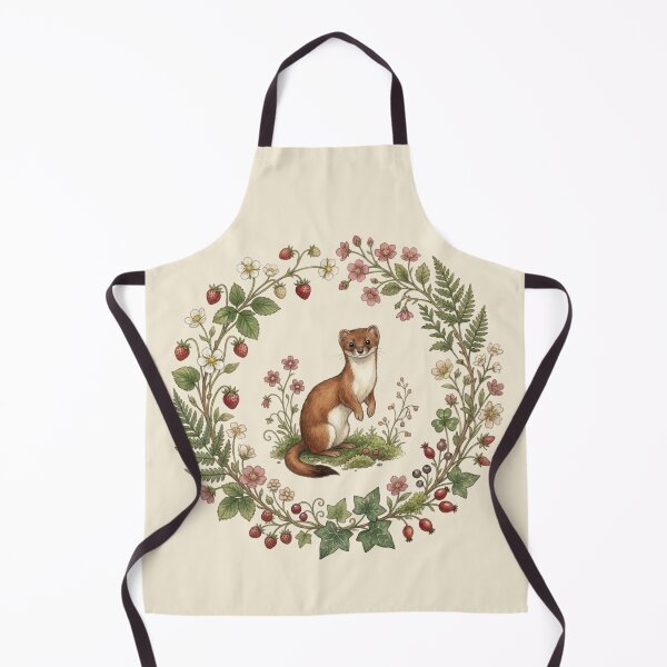Item preview, Weasel Botanical Cottagecore Watercolor Forest Print designed and sold by CalmCapy Co.