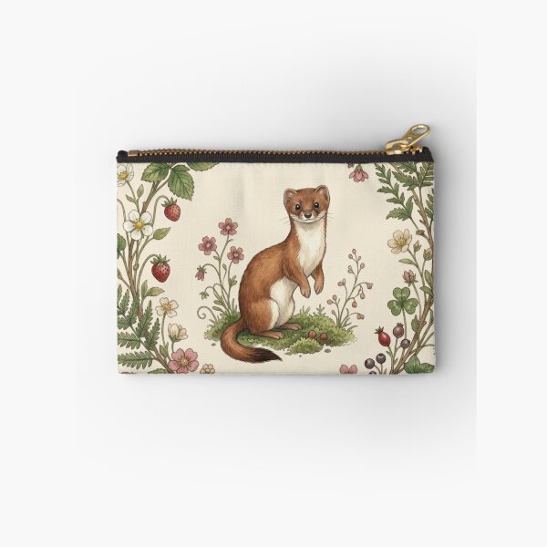 Item preview, Weasel Botanical Cottagecore Watercolor Forest Print designed and sold by CalmCapy Co.