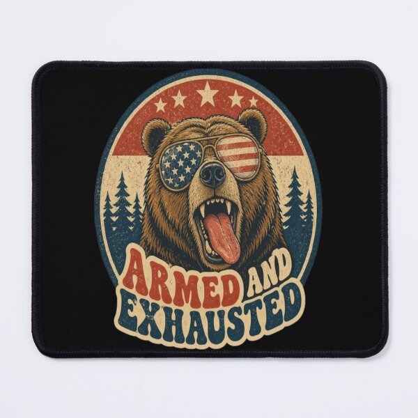 Item preview, Funny Sarcastic Vintage Retro 70s Groovy 90s Bootleg Patriotic Bear T-Shirt designed and sold by ElkasDesign.
