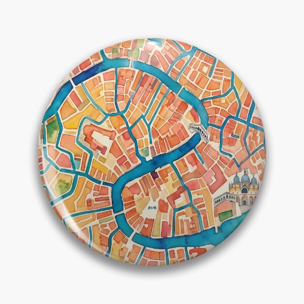 Item preview, Watercolor Map of Venice designed and sold by BombasticPlanet.