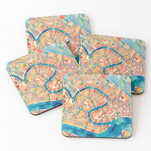 Item preview, Watercolor Map of Venice designed and sold by BombasticPlanet.
