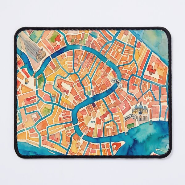 Item preview, Watercolor Map of Venice designed and sold by BombasticPlanet.
