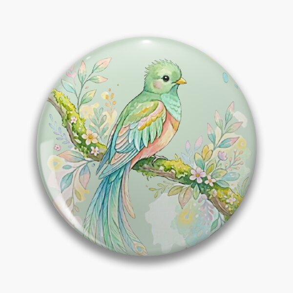 Item preview, Ethereal Watercolor Resplendent Quetzal Art - Pastel Cloud Forest Tropical Bird Print designed and sold by MT-Hub | Cute Aesthetic Art, Stickers & Phone Cases.