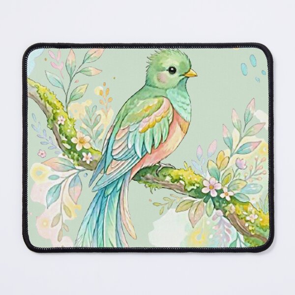 Item preview, Ethereal Watercolor Resplendent Quetzal Art - Pastel Cloud Forest Tropical Bird Print designed and sold by MT-Hub | Cute Aesthetic Art, Stickers & Phone Cases.