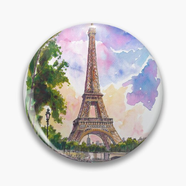 Item preview, Paris Eiffel Tower Watercolor – Seine River Romantic Art Print, France Travel Gift designed and sold by artshop77.