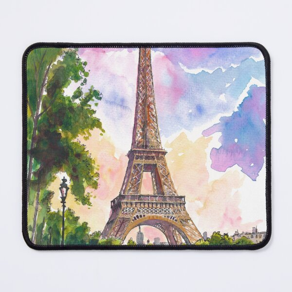 Item preview, Paris Eiffel Tower Watercolor – Seine River Romantic Art Print, France Travel Gift designed and sold by artshop77.