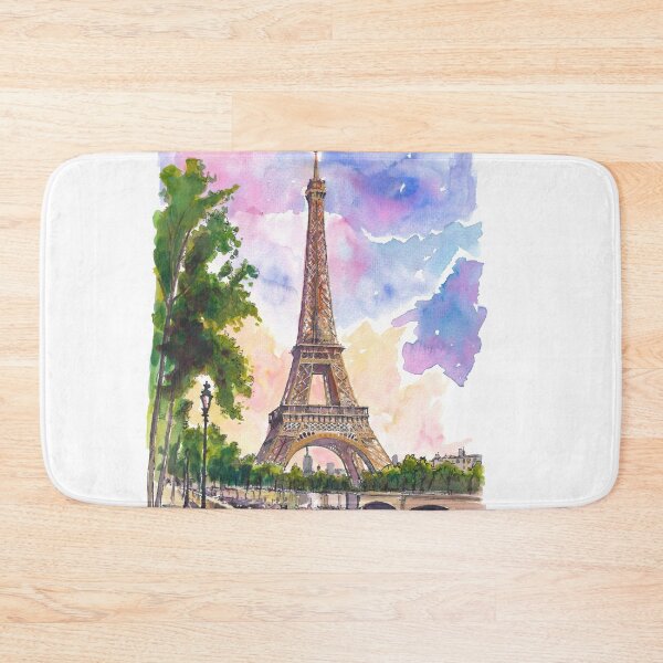 Item preview, Paris Eiffel Tower Watercolor – Seine River Romantic Art Print, France Travel Gift designed and sold by artshop77.