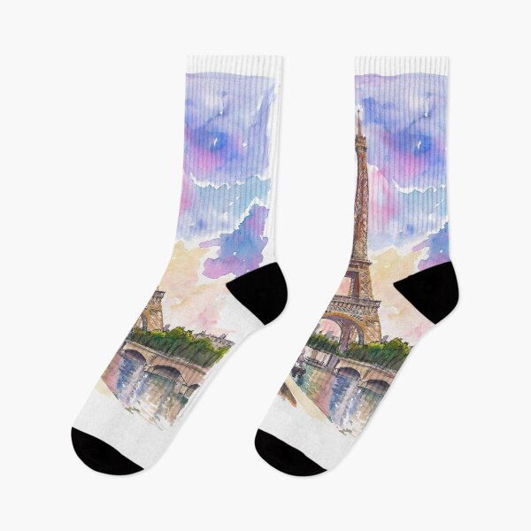 Item preview, Paris Eiffel Tower Watercolor – Seine River Romantic Art Print, France Travel Gift designed and sold by artshop77.