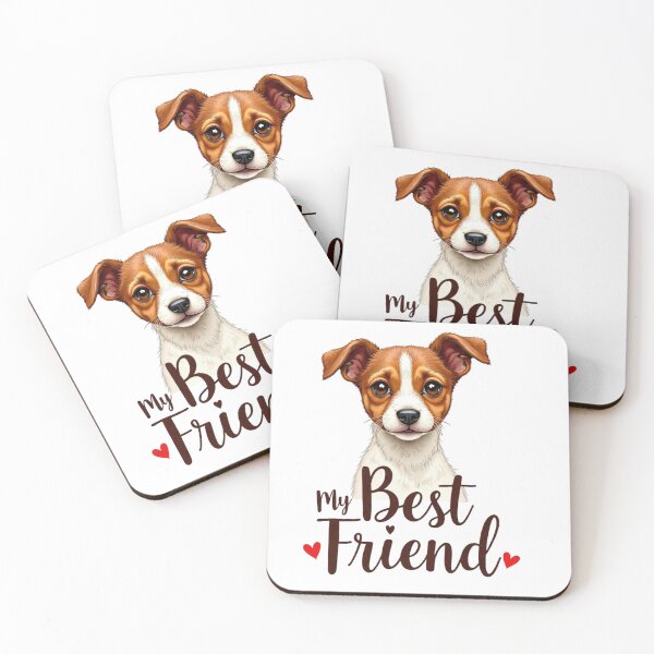 Item preview, Jack Russell Terrier with My Best Friend text and hearts designed and sold by Prints by Mat.