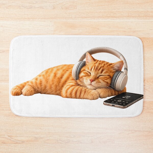Item preview, Orange Cat Listening to Music designed and sold by shikuldo7.