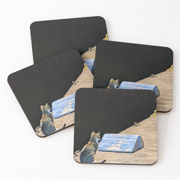 Item preview, Deep in Thought, Night Cat on a Greek Pier designed and sold by aeolia.