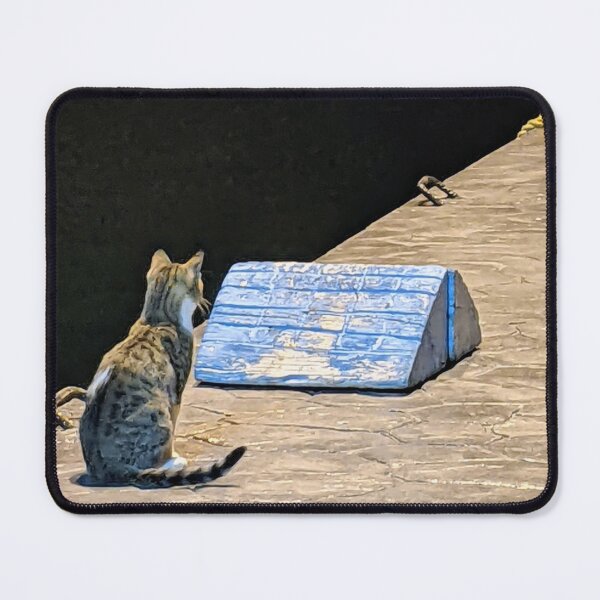 Item preview, Deep in Thought, Night Cat on a Greek Pier designed and sold by aeolia.