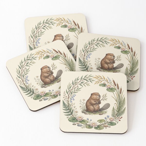 Item preview, Beaver Willow Botanical Cottagecore Watercolor Print designed and sold by CalmCapy Co.