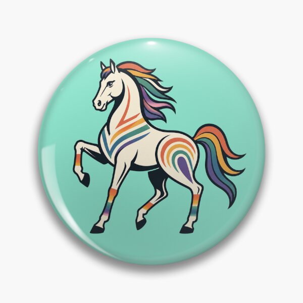 Artikelvorschau, Regenbogenfarbenes springendes Pferd | Moderne Westernreitkunst entworfen und verkauft von SimplyJasper.