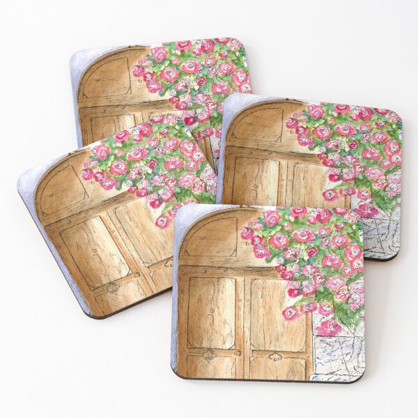Item preview, Capri Doorway and Bougainvillea | Pen and Watercolor Painting designed and sold by daphsam.
