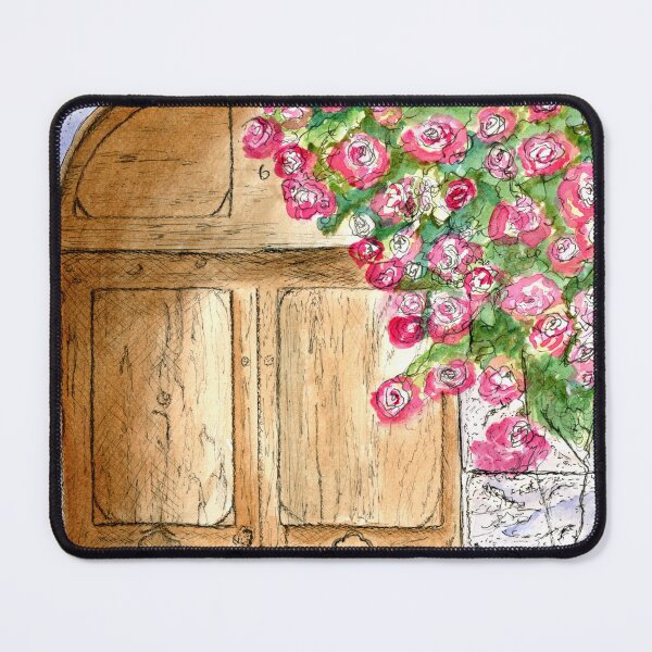 Item preview, Capri Doorway and Bougainvillea | Pen and Watercolor Painting designed and sold by daphsam.
