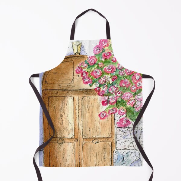 Item preview, Capri Doorway and Bougainvillea | Pen and Watercolor Painting designed and sold by daphsam.