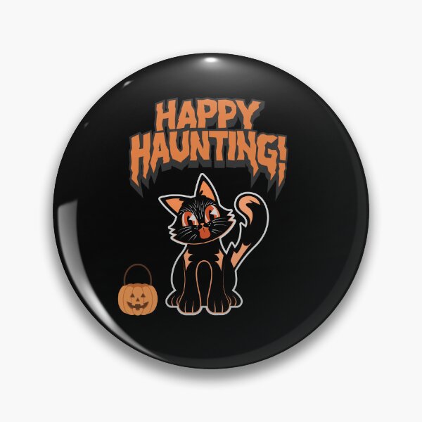 Item preview, Happy Haunting Vintage Halloween Black Cat Jack O Lantern Pumpkin Bucket designed and sold by SoftAuraStudi0.