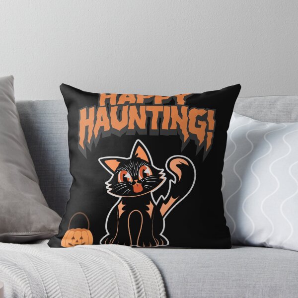 Item preview, Happy Haunting Vintage Halloween Black Cat Jack O Lantern Pumpkin Bucket designed and sold by SoftAuraStudi0.