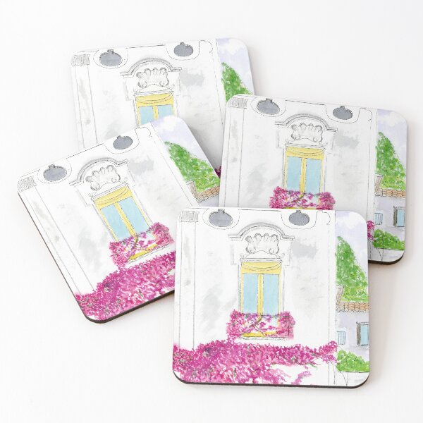Item preview, Positano Bougainvillea Villa | Pen and Watercolor Painting designed and sold by daphsam.