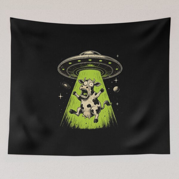 Item preview, Alien Cow Abduction Weirdcore Surreal designed and sold by HandicraftArt.