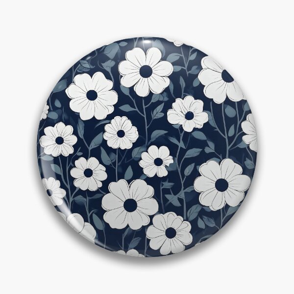 Item preview, White flowers on a blue background designed and sold by lucyinspace.